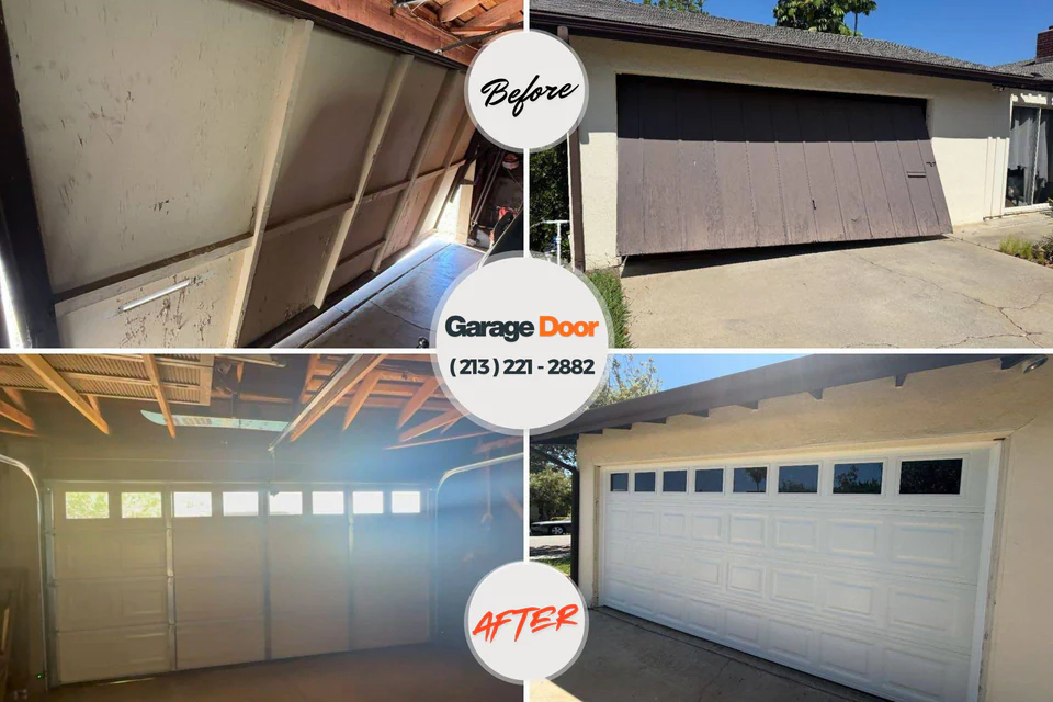 Before and after: garage door repair Helena Valley Northwest, MT